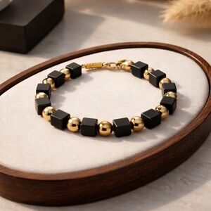 Napier Gold and Black Beaded Bracelet - Elegant Women’s Jewelry